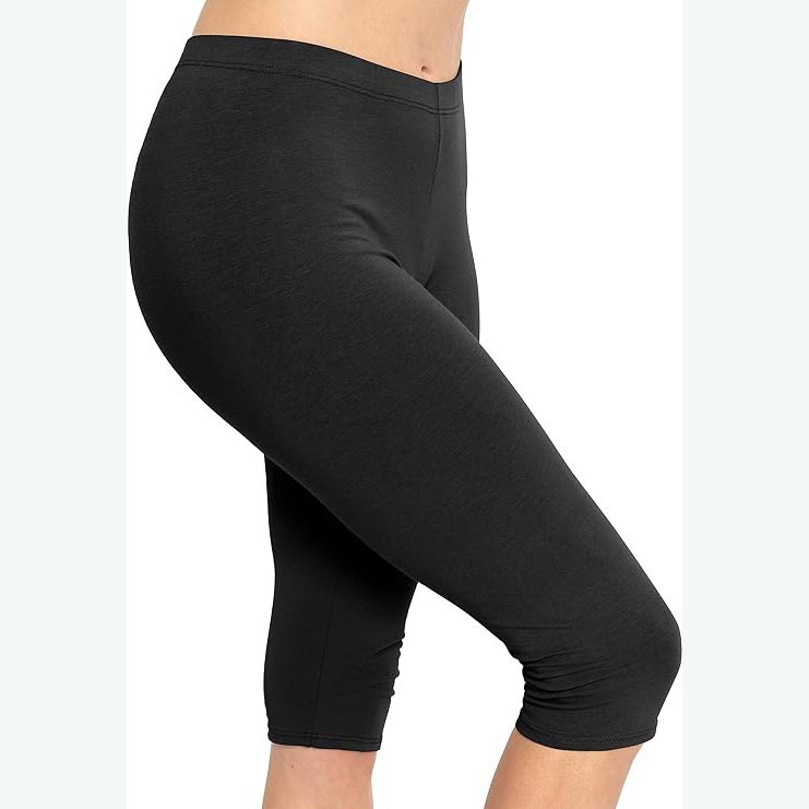 Amazon Cross-border Women's Knee-length Leggings Cropped Pants Stretch Yoga Hip Cotton Spandex plus size Adult