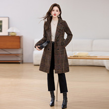 2025冬季新款小香风西装毛呢外套宽松百搭气质格子夹棉大衣LB9767
