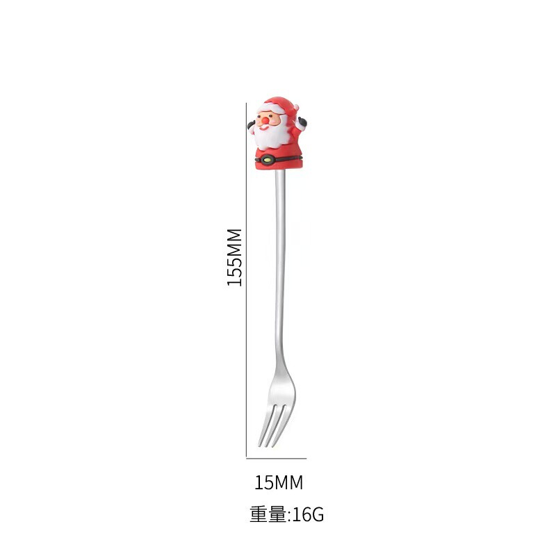 创意圣诞树麋鹿勺子不锈钢高颜值跨境不锈钢汤匙叉子圣诞餐具套装|undefined