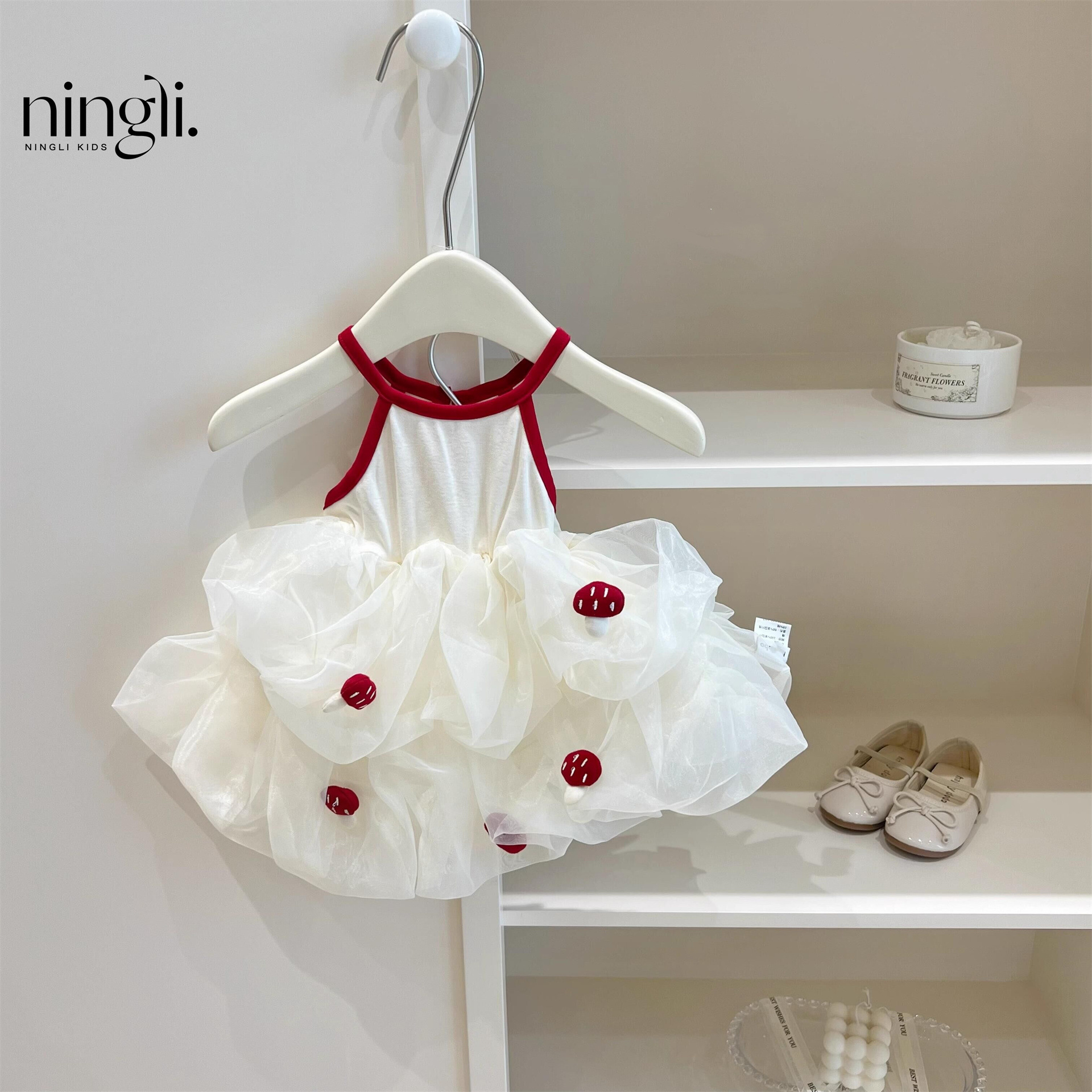 [Lime] 2025 Girl's Skirt Summer Princess Mushroom Dress Strap Gown Girl's Dress Trendy Dress