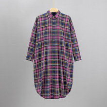 拿货私聊日系45纯原法兰绒色织海洋格子海马刺绣棉质衬衫式连衣裙