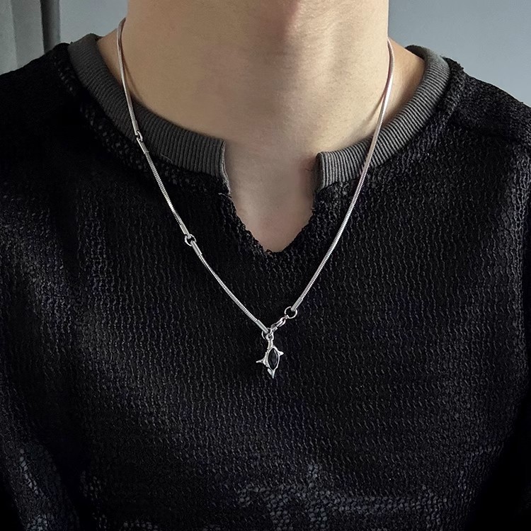2.0 Irregular American Style Necklace for Men, Pendant with Unique Design, Trendy Titanium Steel High-End Minimalist Accessory Pendant for Women