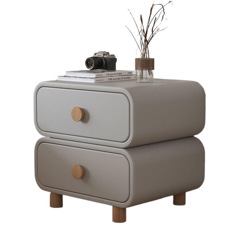 Cream Storage Cabinet Bedroom Leather Simple Modern Solid Wood Simple Installation-Free Style Small Bedside Cabinet Bedside Table