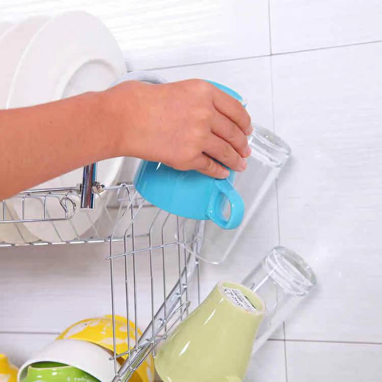 Estante para platos de doble capa de acero inoxidable Estante de drenaje de tipo S Estante de almacenamiento de cocina Suministros de almacenamiento Estante para platos de drenaje al por mayor
