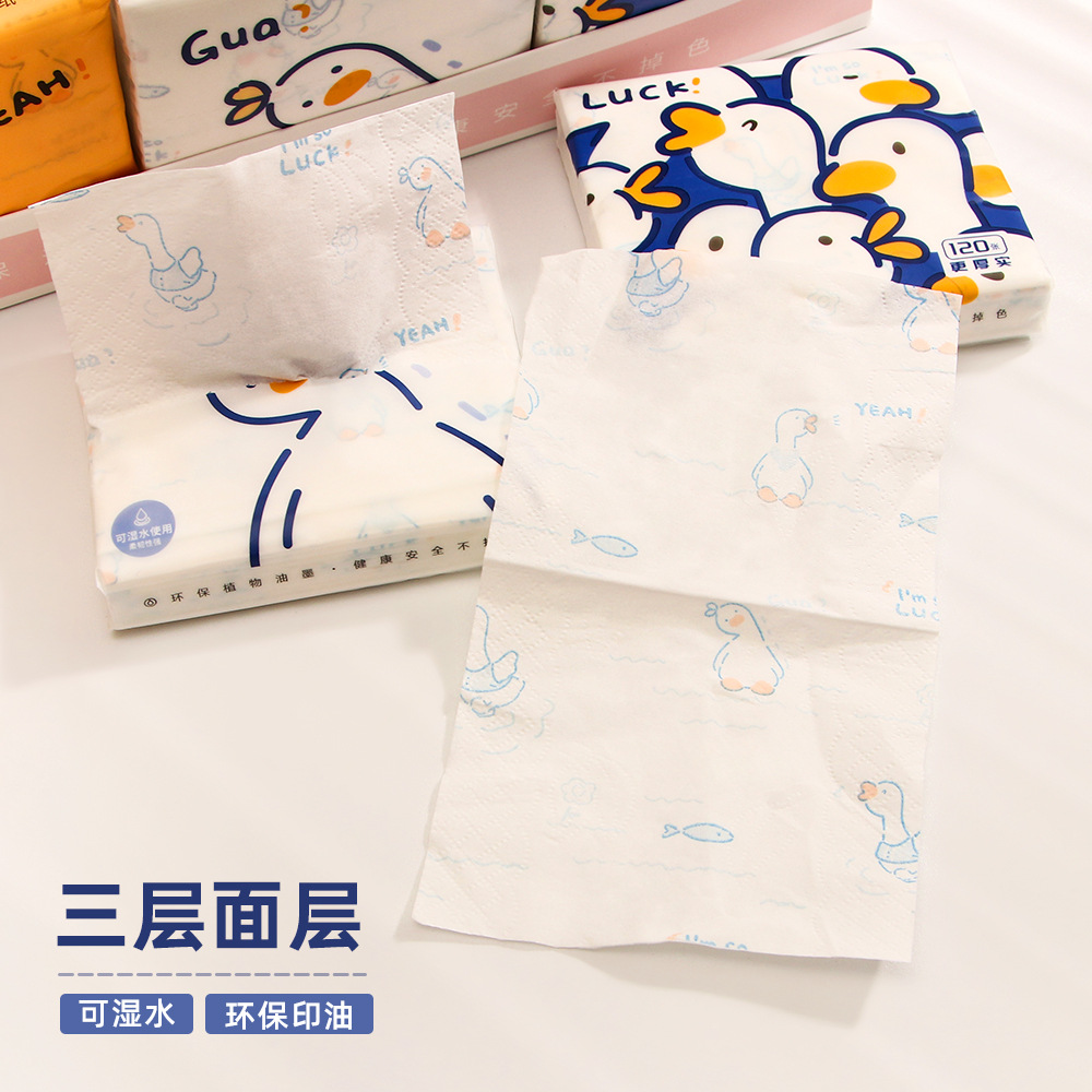 Toallas de impresión lindas paquetes portátiles impresión toallas de pulpa de madera nativa papel higiénico toallas de impresión domésticas