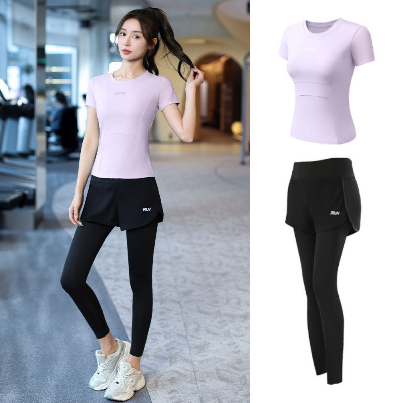 Trajes de yoga para mujeres de verano ropa deportiva suelta rápida ropa seca para correr trajes de mujeres de la mañana comercio al por mayor