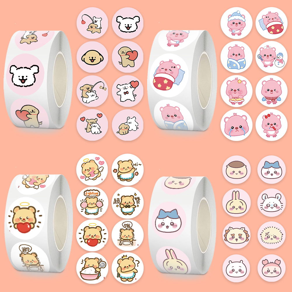 Pegatinas para niños, rollos, rollos, dibujos animados, recompensas para niños, pegatinas de sellado de Sanrio femenino, pegatinas de material de cuenta manual, cinta de película de corte