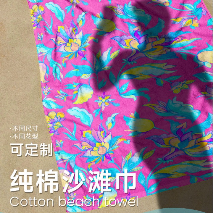 Fabricante puede fijar algodón toalla de impresión toalla de playa vestido de baño absorbente toalla de playa de algodón para nadar