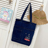 Denim one-shoulder bag for leisure, handheld shopping bag, wholesale, Korean style