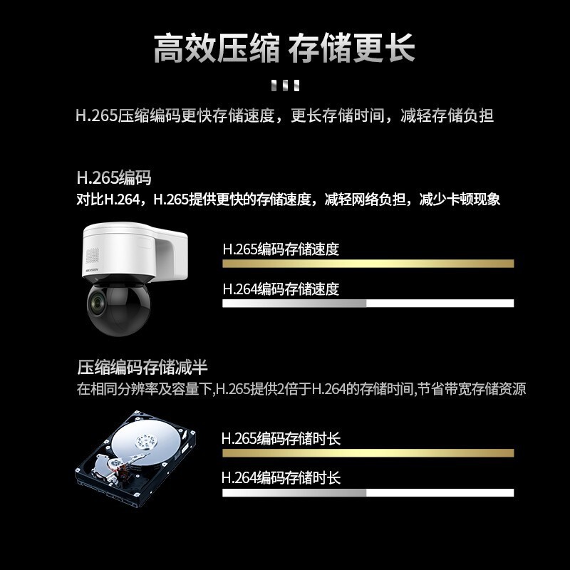 海康威视云台球机摄像头 全彩夜视旋转摄像机 室外手机录音录