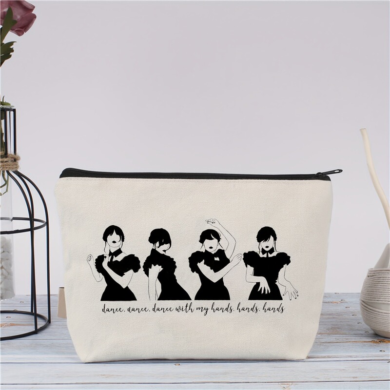 Dance with My Hands Inspired Makeup Bag - Beige Cosmetic Pouch with Black Dancer Silhouette Dance with My Hands Inspired Makeup Bag - Beige Cosmetic Pouch with Black Dancer Silhouette