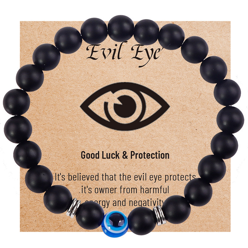 Blue Evil Eye Bracelet Boundup Beaded Adjustable White Turquoise Tiger Eye Single Circle Frosted Black Bracelet