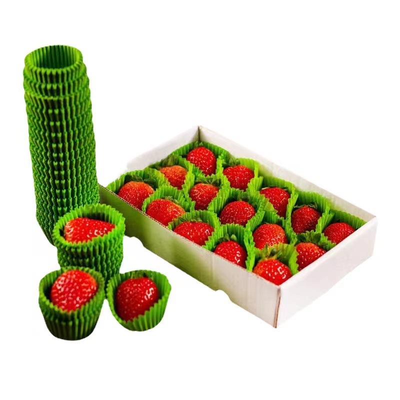 厂家批发供应草莓纸托纸垫 绿色草莓保护防油垫纸套