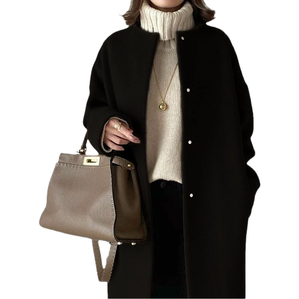 5 цветов, элегантная японская и корейская верхняя одежда 2024, осенне-зимняя рабочая одежда, прямая хлопковая верхняя одежда с круглым вырезом и поясом, верхняя одежда в корейском стиле