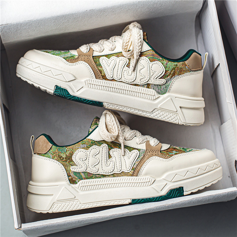 Men's Shoes Spring 2024 New Breathable Low Top Shoes Men's Korean Edition Trendy Versatile Shoes Sports and Casual Board Shoes Trendy Shoes_voghion.com