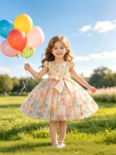 Small princess costume, girl's skirt with bow, dress for early age, western style
