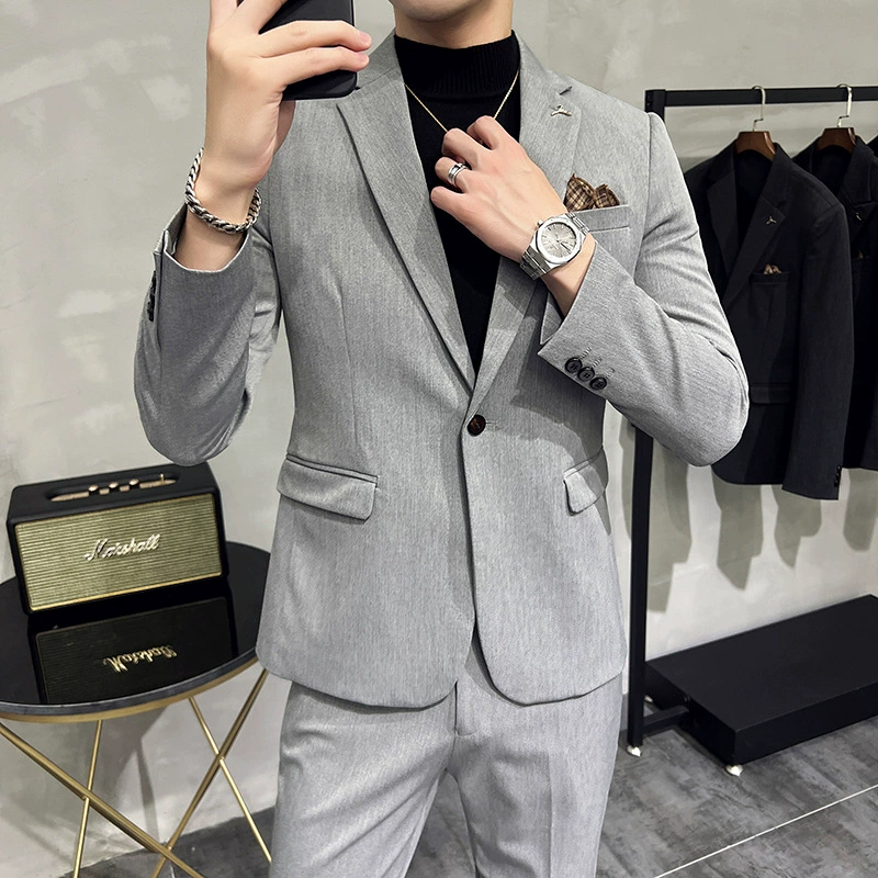 Комплект, корейский тренд классический костюм, Slim fit, британский стиль, стиль высокого качества