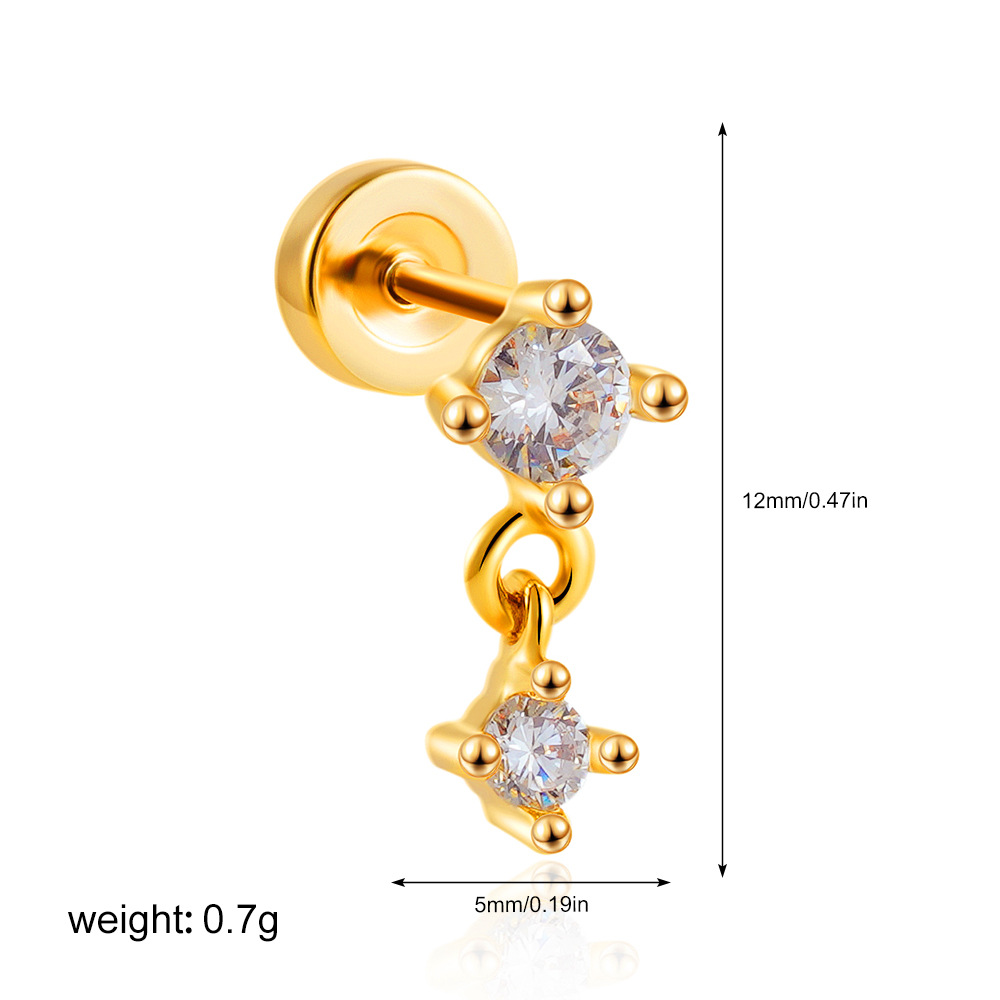 2g Weight 201 Stainless Steel Ear Needle Material Ear Studs Classification 1 Piece Quantity Casual, Daily Occasion Copper Material Star, Moon, Heart Shape Pattern All Seasons Season Women's Gender Plating Design Elegant, Simple Style Style 1 Piece Elegant Simple Style Star Moon Heart Shape Plating Copper Ear Studs 34