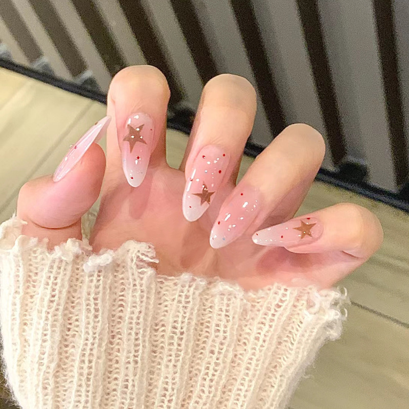 Cute Stars Dance Color Wave Dot Gradient Sweet Fashion Girl All-match Removable Wear Nail Pieces 24 Pieces