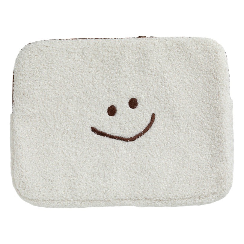 Trendy South Korea ins autumn and winter plush smiley face ipad liner bag tablet computer protective case laptop bag