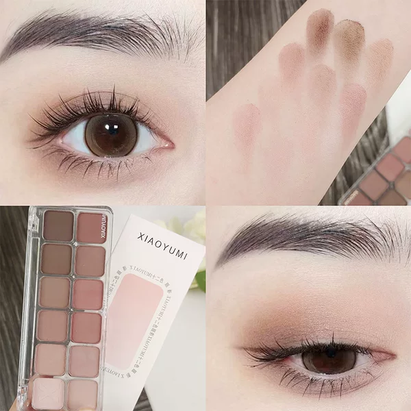 12-Color Eyeshadow Palette, Korean Style, Shimmering Matte Earth Tones, Rose Pink, Milk Tea Palette, Low Saturation, Everyday Eyeshadow