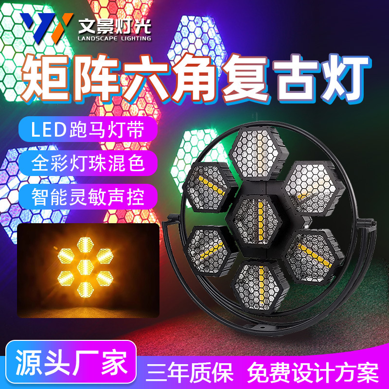 Escenario LED 7 luces de fondo retro barra marquesina luz estroboscópica luz de efecto a todo color luz ambiental de control de voz de escenario