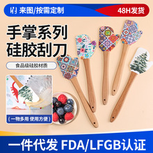 跨境木柄刮刀烘焙软刮刀硅胶刮刀烘焙工具蛋糕奶油抹刀硅胶铲子