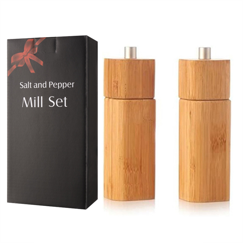 Plaza de molino de pimienta de bambú molinillo de pimienta manual de sal de mar molinillo de pimienta barbacoa herramienta de barbacoa