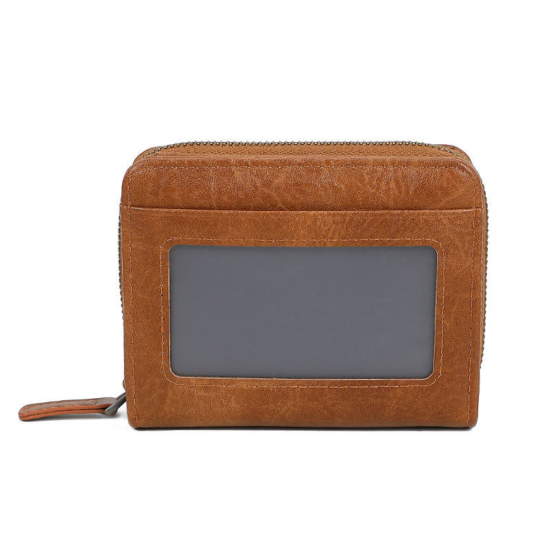 Bolso de órgano con cepillo antirrobo de cuero PU-transfronterizo, monedero simple de gran capacidad multifuncional, cartera de tarjetas RFID