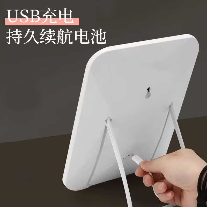 Espejo de maquillaje con lámpara LED dormitorio mesa de maquillaje espejo HD sin borde pequeño espejo de vestir image 4