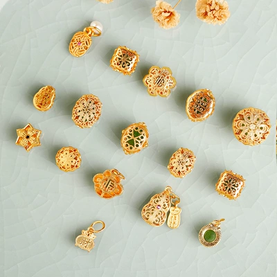 Inlaid Hetian jade accessories, hollow — Zərgərlik ara hissələri