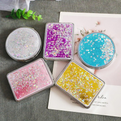 流沙小圓鏡網紅雙面化妝鏡隨身迷你小鏡子ins可摺疊學生便攜批發