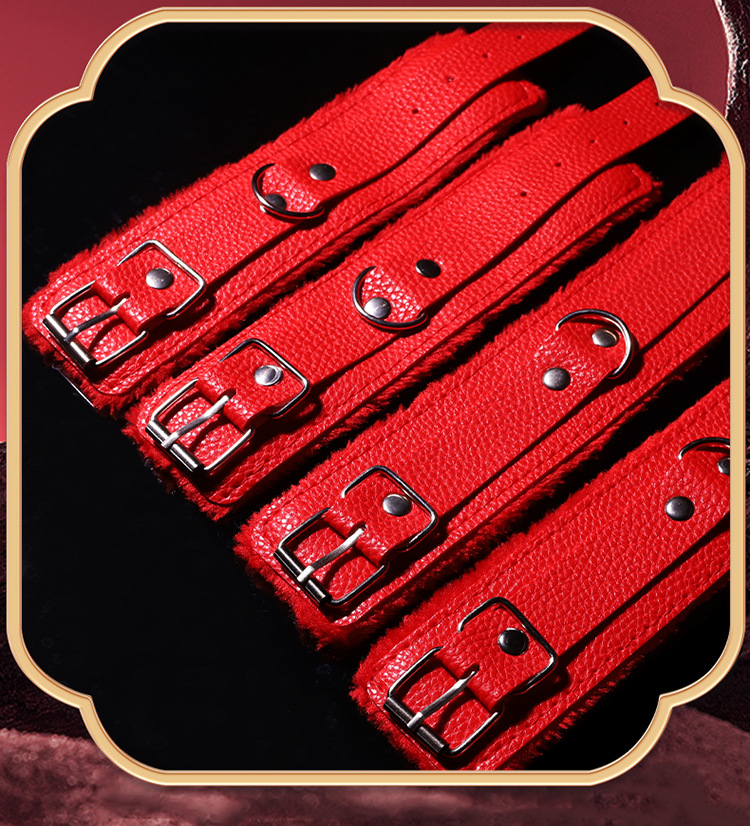 Jiuai SM Couple’s Handcuffs & Training Kit, Iron & Leather Restraint Set, Black — detail image 37