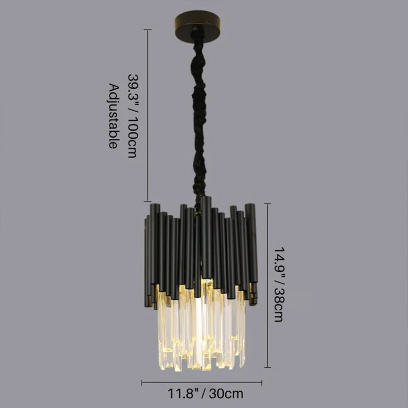 Moderno minimalista negro cristal sala de estar araña estilo nórdico dormitorio habitación acero inoxidable luz lujo redondo comedor lámparas