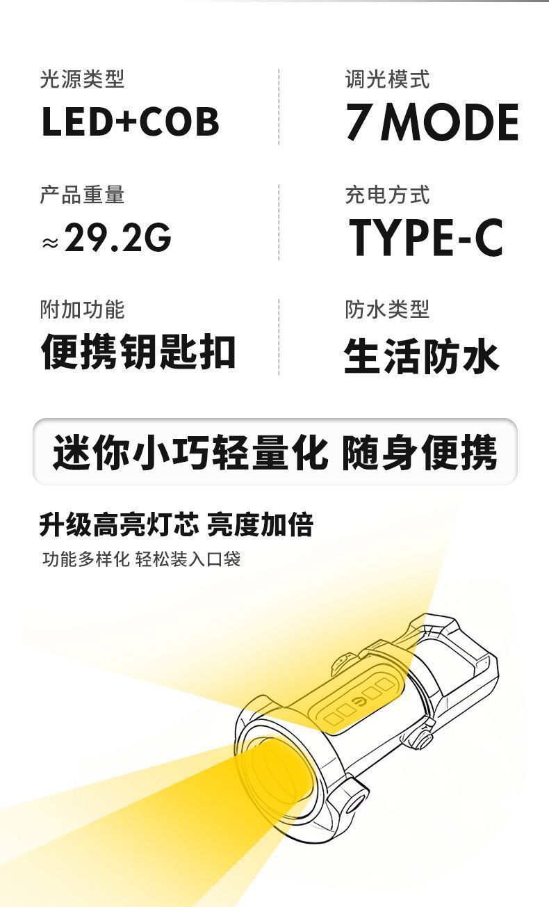 Popular Multifunctional Keychain Light, Outdoor Portable Light, Mini Emergency Led Work Light, Camping Flashlight