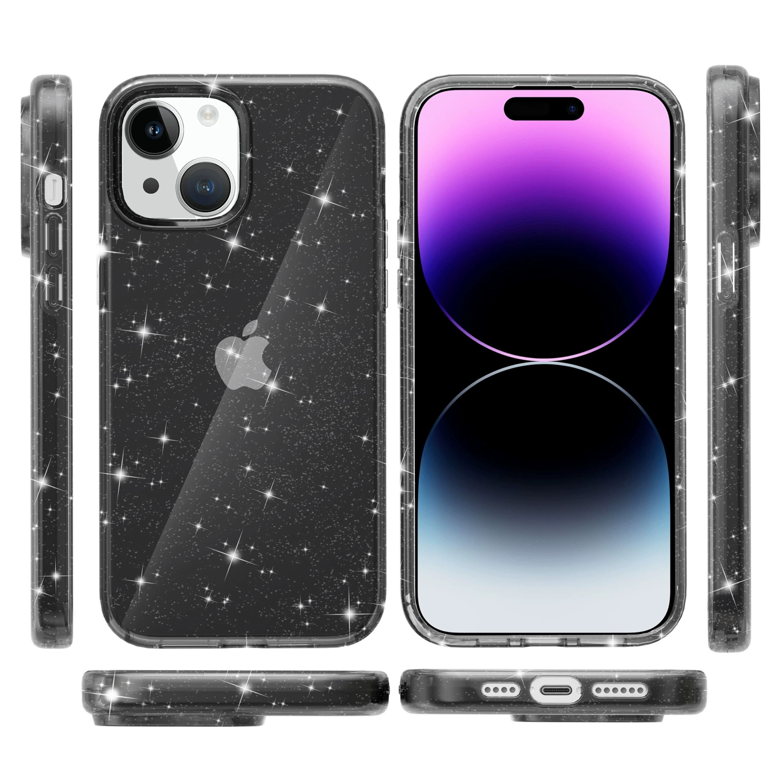Чехол для телефона (Apple) iPhone 11–17 совместимый, прозрачный блеск, магнитный и защита от падения
