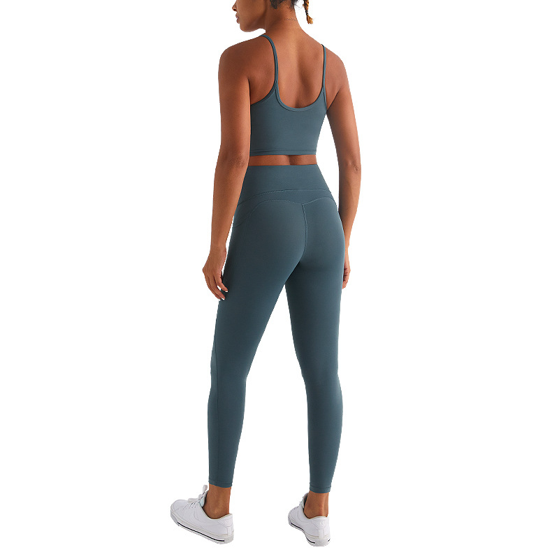 Nueva ropa de yoga traje de mujer cepillado desnudo sensación de secado rápido transpirable correr fitness deportes al aire libre ropa interior conjunto de dos piezas