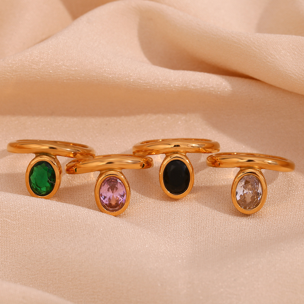 Title 4, Anello Minimalista in Acciaio Inox 18K per Donn...