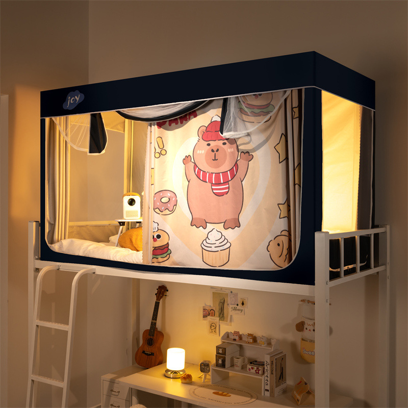 Nuevo tipo de instalación gratuita dormitorio de estudiantes cama individual mosquitera anti-mosquitos 2025 nueva cama superior e inferior dormitorio para bebés anti-caída