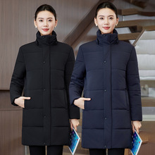 黑色羽绒服女冬季珠宝店工作服保暖职业西装领棉服外套黄金店工装