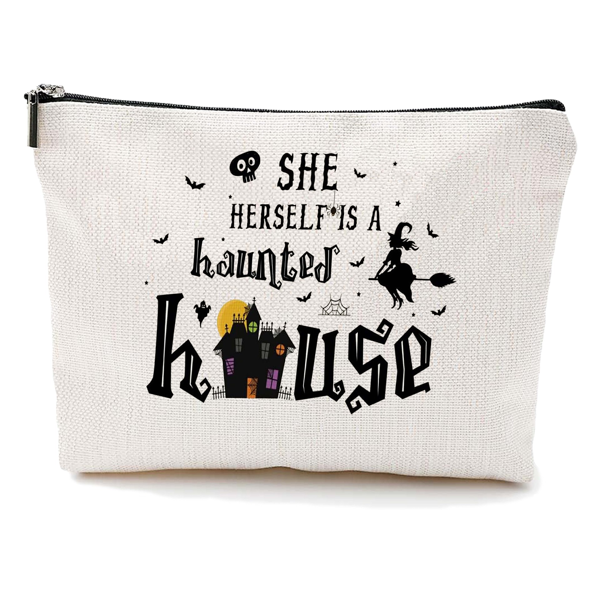Transfronterizos Amazon Halloween maquillaje letras Halloween brujas maquillaje bolsa bolsa de almacenamiento lino fábrica directa