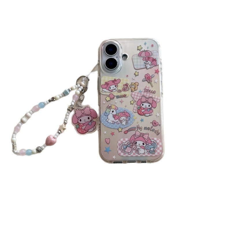 卡通格纹美乐蒂独角兽适用iPhone16苹果15ProMax/14/13手机壳少女|undefined