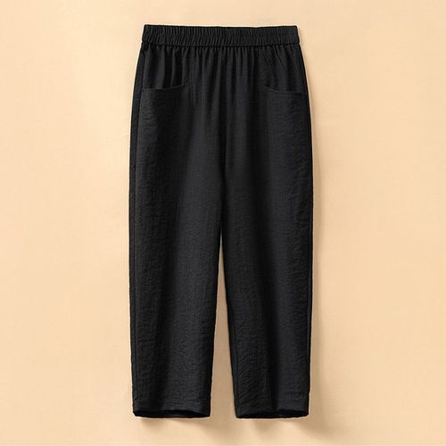 932 Ice Silk 7/8 Length Women's Pants 300 Pounds Summer Casual Bootcut High-Waisted Loose Radish Pants