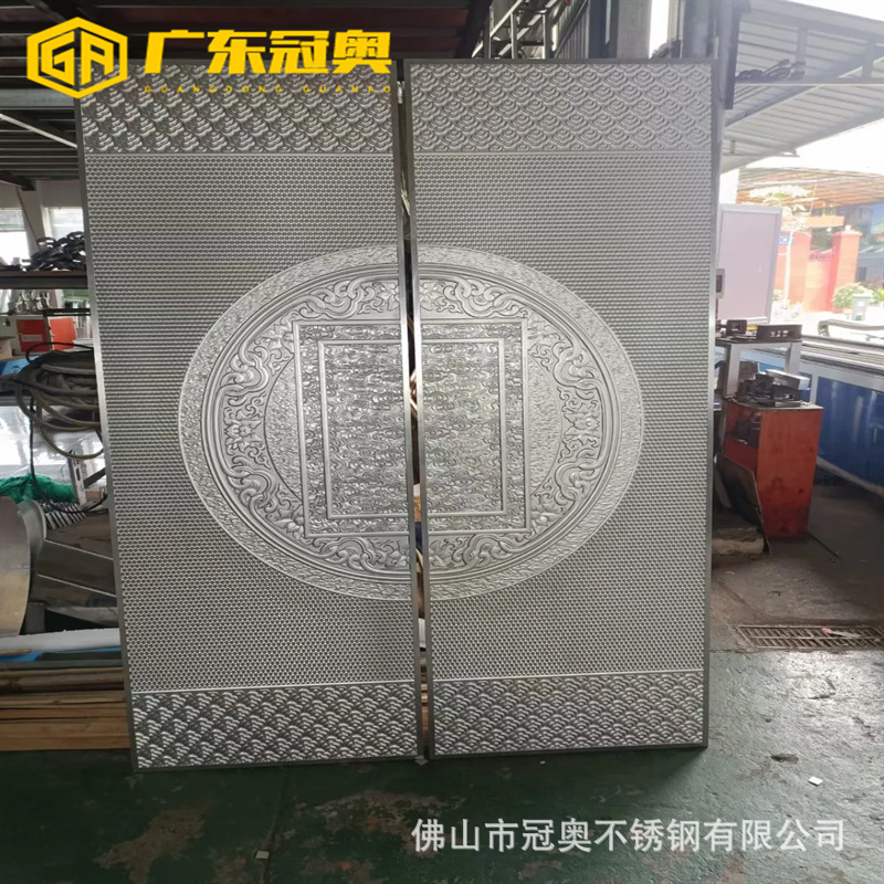 Solid Aluminum Plate Carved Cast Aluminum Double-Door Villa Entrance Door, Anti-Theft Entrance Door, Double-Opening Metal Explosion-Proof Door Panel