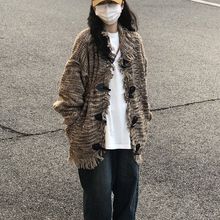 秋冬港风复古针织外套女加大码新品宽松新品夹克开衫300斤上衣潮