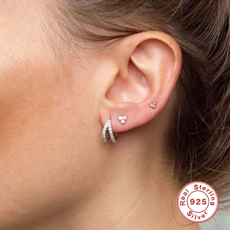 1 Pair Quantity 1 Pair 925 Sterling Silver Zircon Geometric Earrings