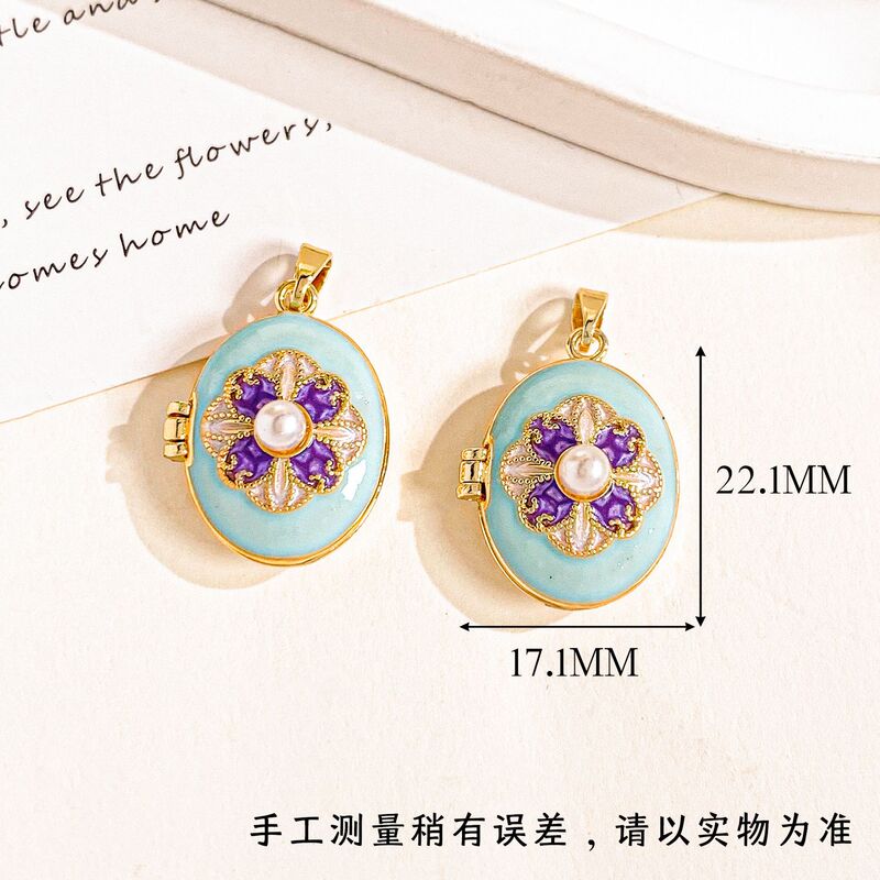 吊坠油画花朵相片夹可打开创意吊坠轻奢小众设计感不掉色DIY饰品|undefined