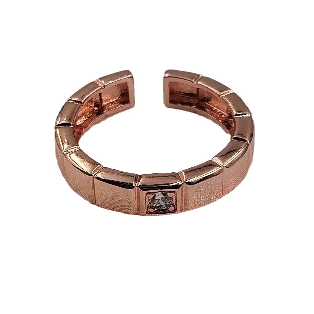 Stapelbare Herrenringe, roségoldplattiert, kleines Eiswürfel-Design für Paare, schlichter Ring, einfacher und eleganter Stapelring mit Diamantmuster_voghion.com