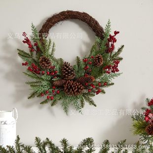 Christmas Wreath Pe High-End Christmas Decorations Door Hanging Christmas Window Hangings Yiwu Tonglian Crafts Rattan Customization