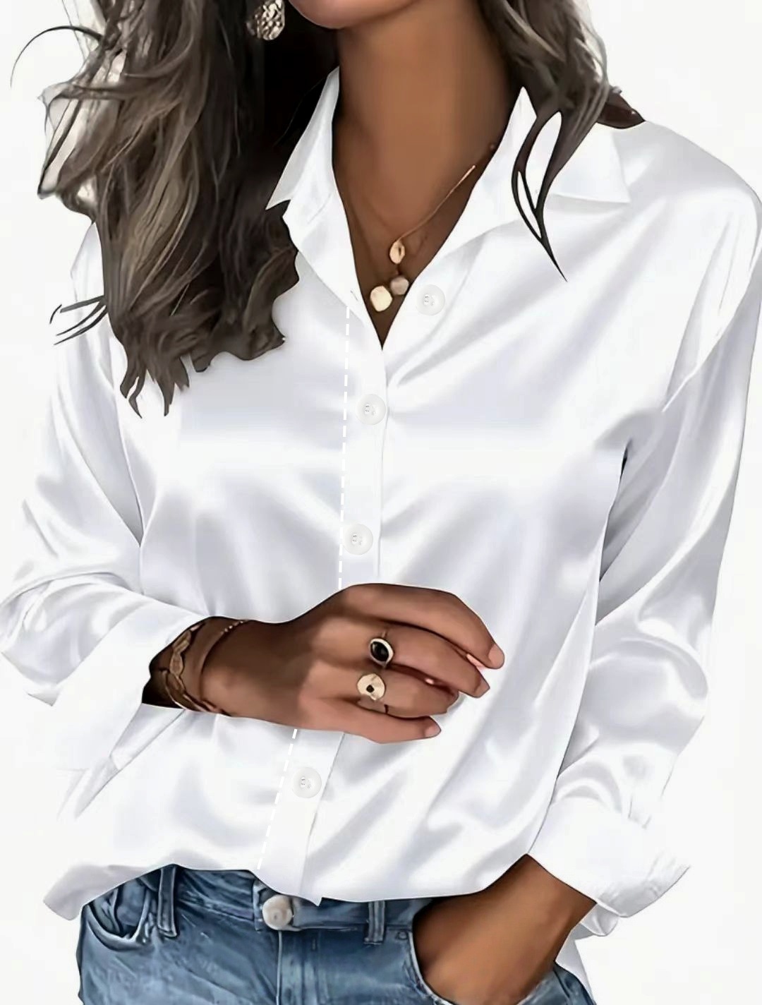 Women's Clothing Satin Shirt Long Sleeved Solid Color Versatile Professional Style American New_ecoleips.com